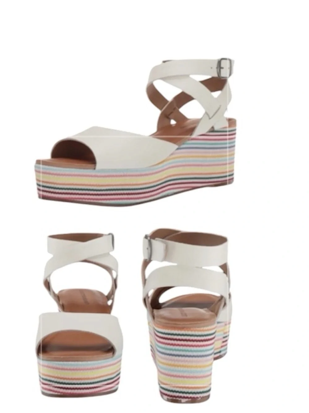 Lucky Brand Ginny Milk Rivington Espadrille Wedge Sandal with Stripes